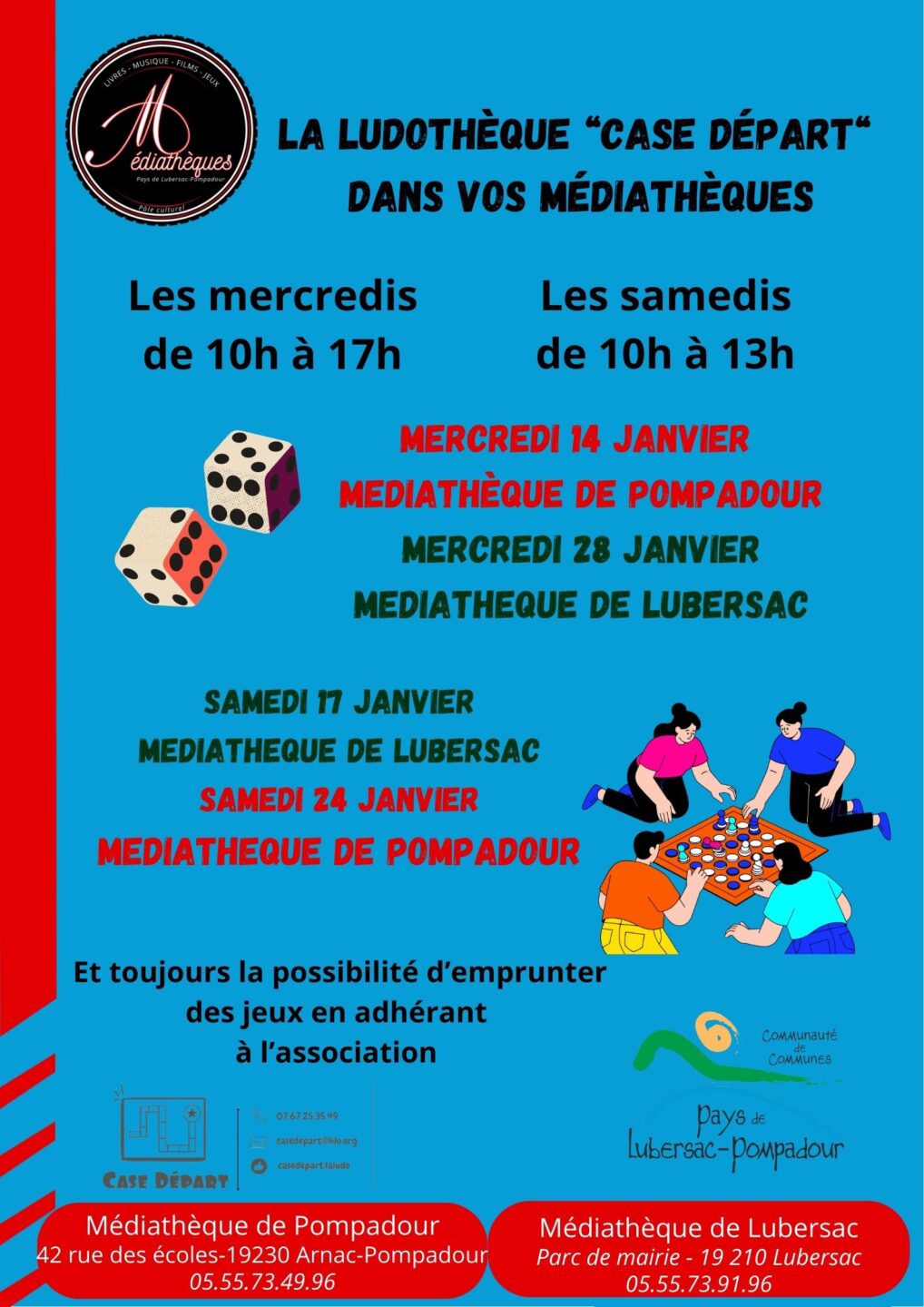 Atelier jeux de société à la médiathèque de Pompadour