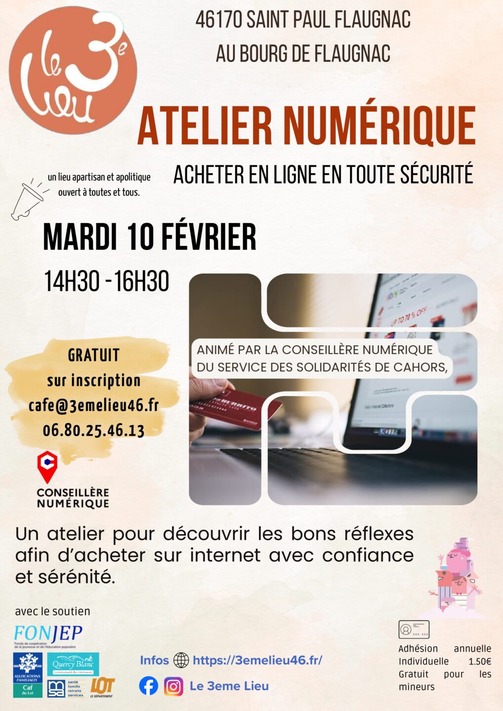 Atelier numérique Acheter en ligne en toute sécurité au 3ème Lieu