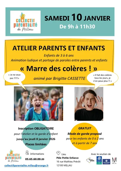 Atelier Parents Enfants Marre des Colères ! Collectif Parentalité
