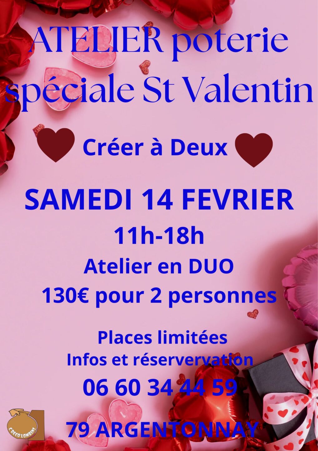 Atelier poterie Créer à 2: Spécial St Valentin