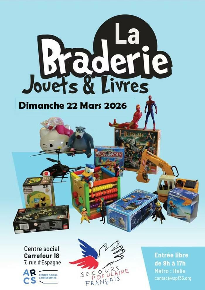 Braderie jouets livres du Secours Populaire Salle Cargo de Carrefour 18 Rennes