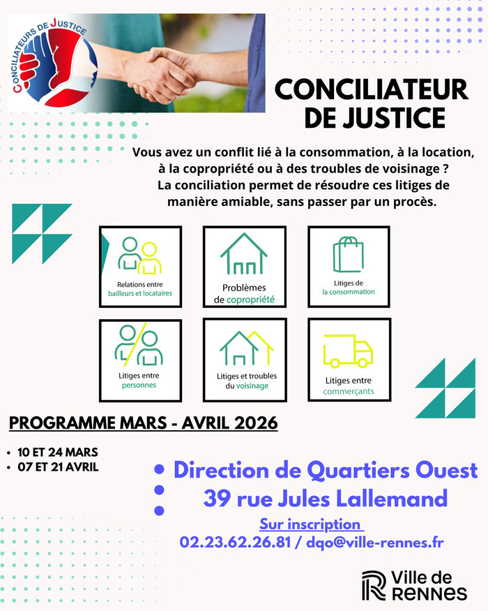 Conciliateur de justice Direction des Quartiers Ouest Rennes