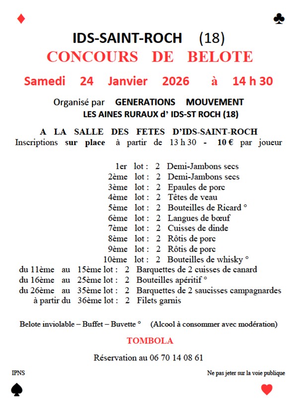 Concours de belote à Ids Saint Roch