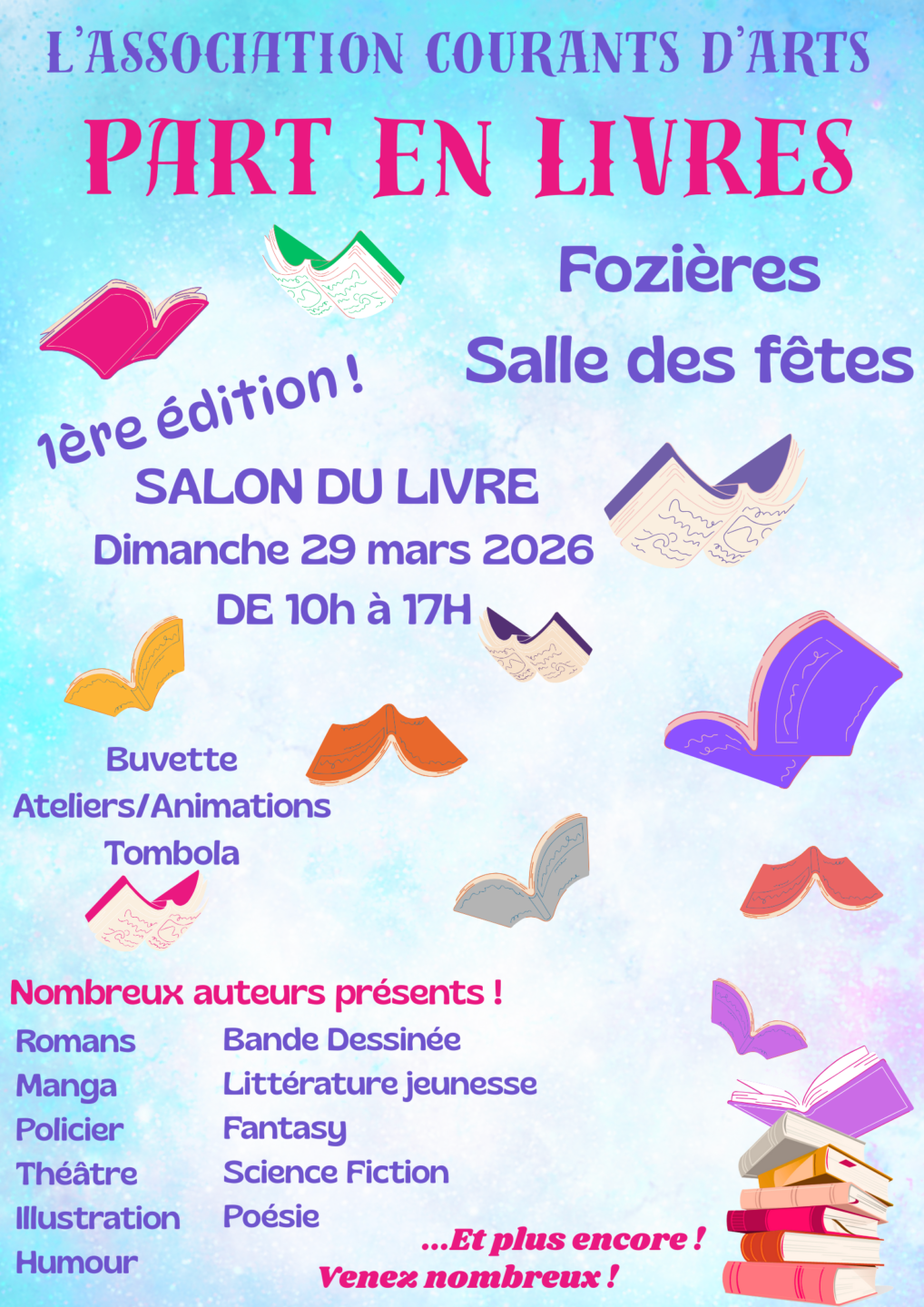 COURANTS D’ARTS PART EN LIVRES Salle des Fêtes Fozières 2026-03-29 COURANTS D'ARTS PART EN LIVRES