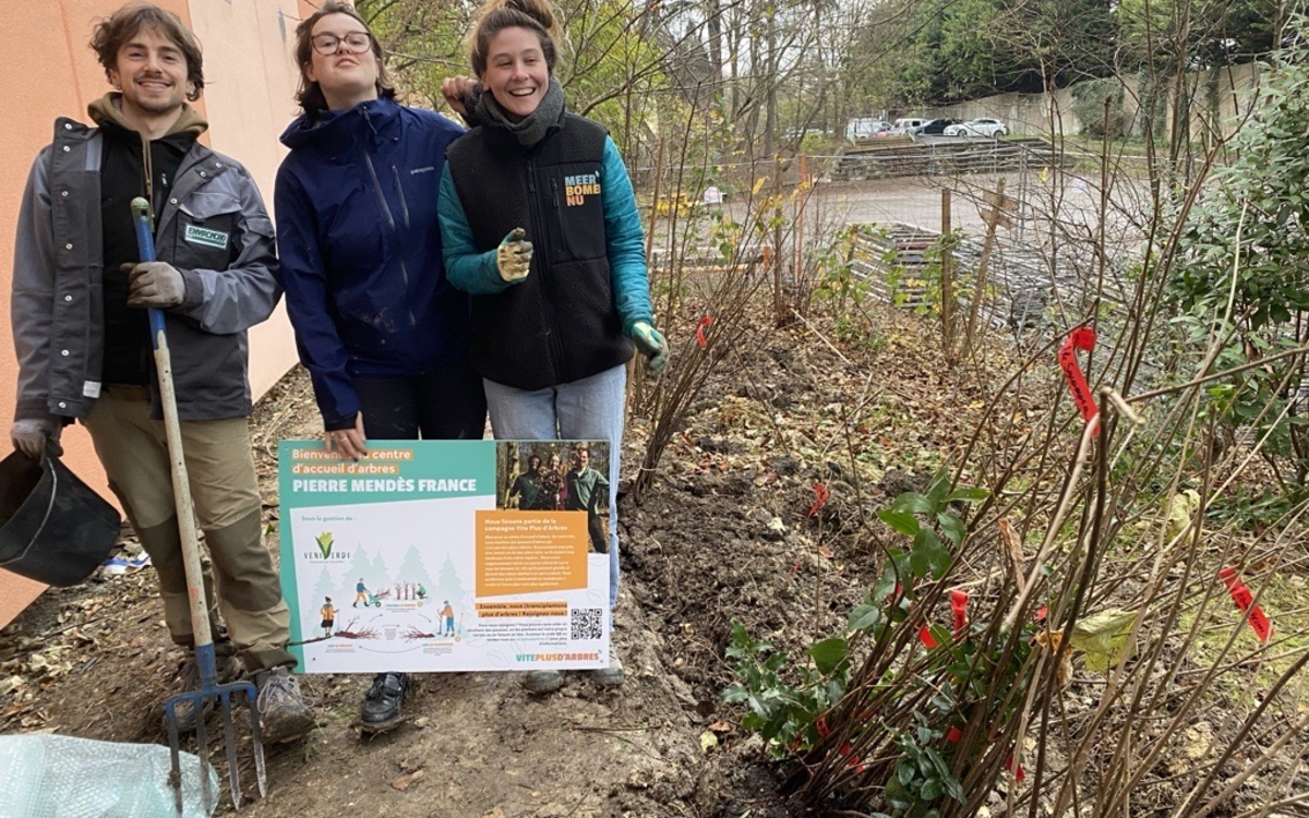 Distribution d'arbres gratuits dans le 20ème Collège Pierre Mendes France  Paris