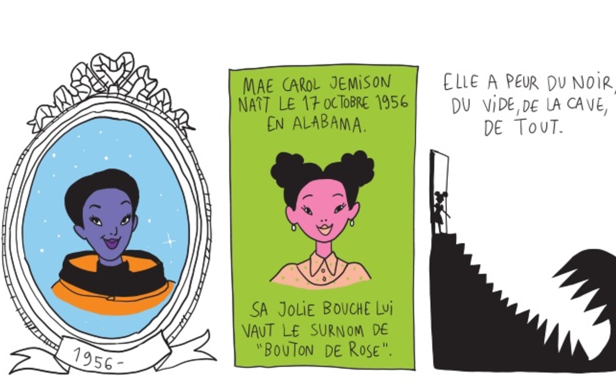 Exposition de Pénélope Bagieu sur Mae Carol Jemison Médiathèque Jean-Pierre Melville  Paris