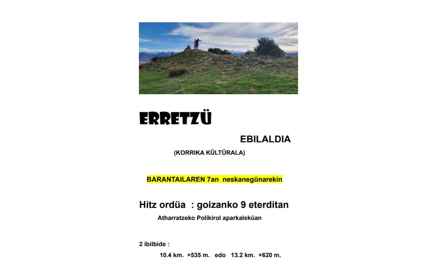 Korrika kültüra randonnée Erretzü