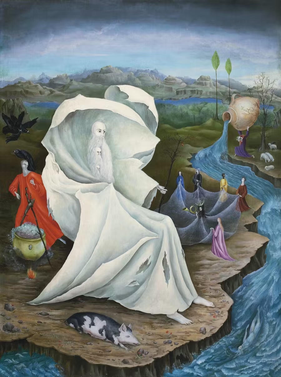 Leonora Carrington, La tentation de saint Antoine. Huile sur toile, 1945