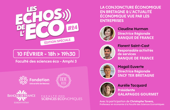 Les Echos de l’éco – 24è édition /// Edition spéciale Faculté des Sciences Economiques – Amphi 3 Rennes Mardi 10 février Les Echos de l'éco - 24è édition /// Edition spéciale Faculté des Sciences Economiques - Amphi 3 Rennes