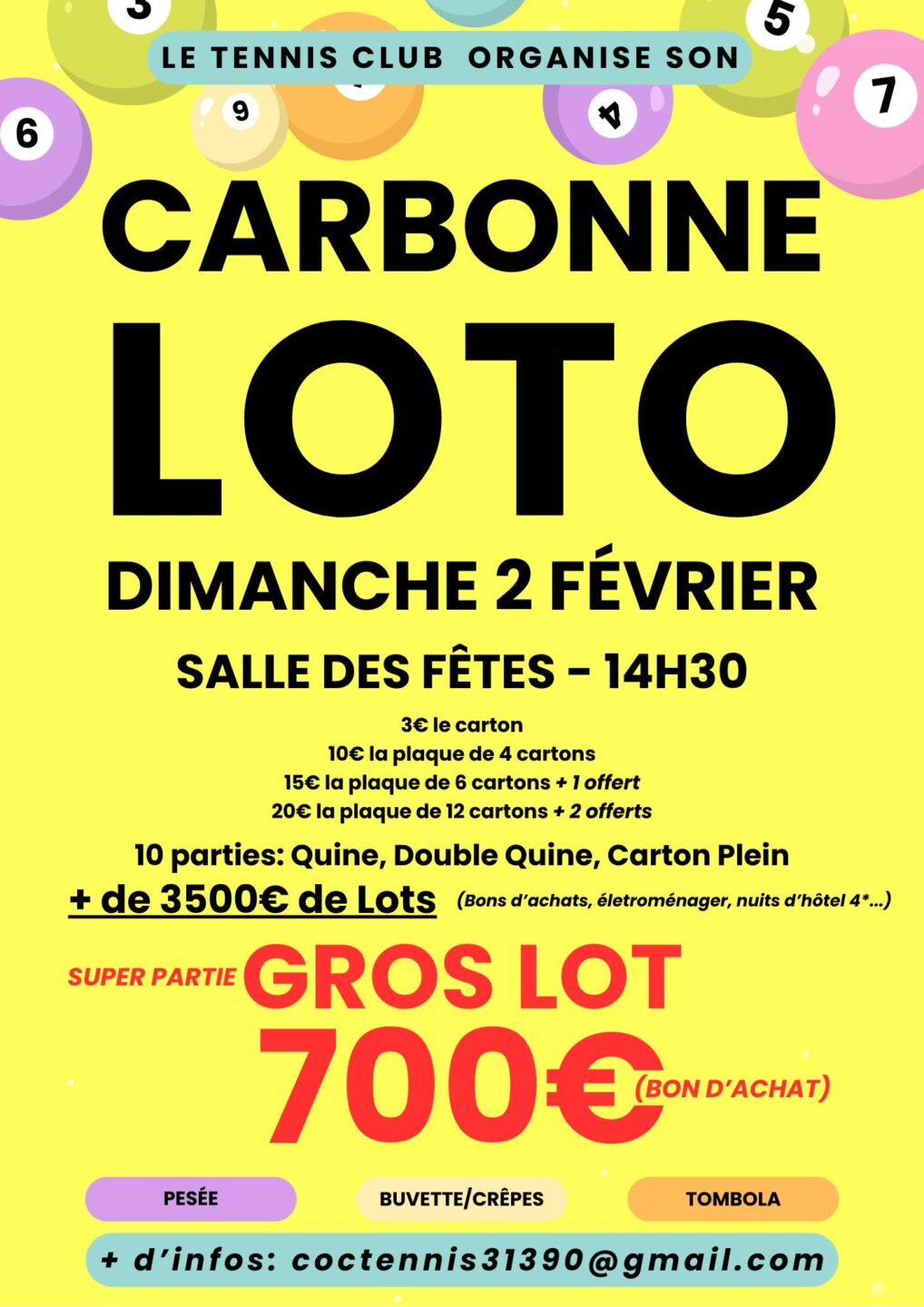 LOTO DU TENNIS CLUCB DE CARBONNE