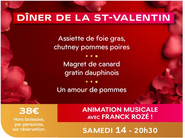 Menu de la Saint Valentin au casino