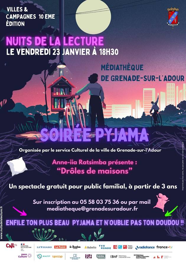 Nuits de la lecture médiathèque de Grenade sur l'Adour