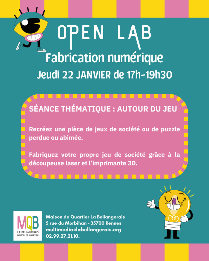 Open Lab Séance thématique - Jeux de société Maison de quartier La Bellangerais Rennes