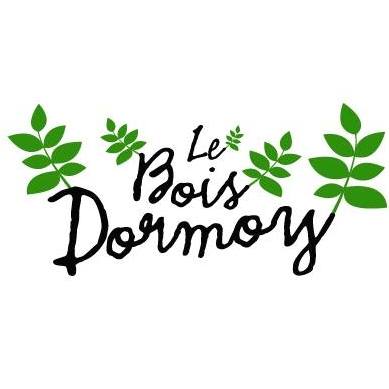 Logo du jardin partagé Le Bois Dormoy, représentant le nom du jardin entouré de feuilles vertes