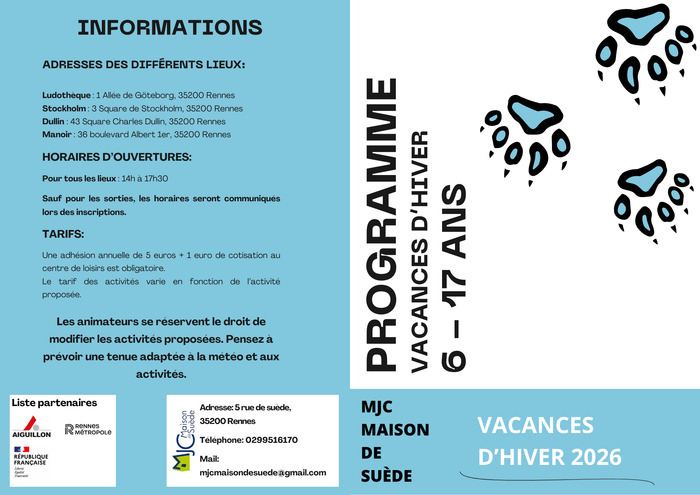 Programme Vacances 6–17 ans disponible ! MJC maison de suède Rennes