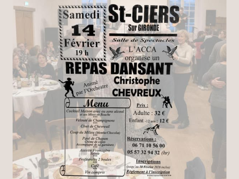 Repas dansant à St Ciers sur Gironde