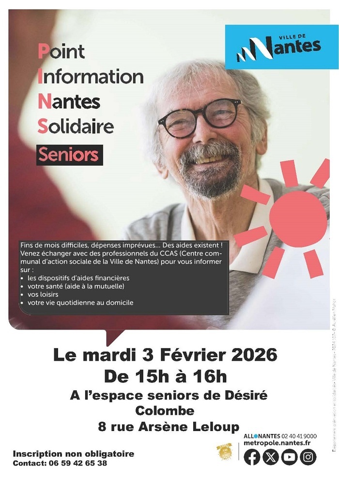 Seniors : Point Information Nantes Solidaire Pôle associatif Désiré Colombe