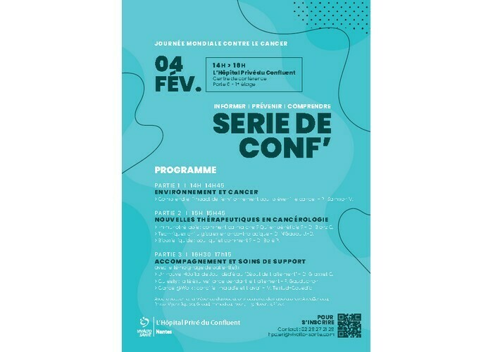 Série de conf’ - Journée mondiale contre le cancer Hôpital privé du Confluent / Nouvelles Cliniques Nantaises