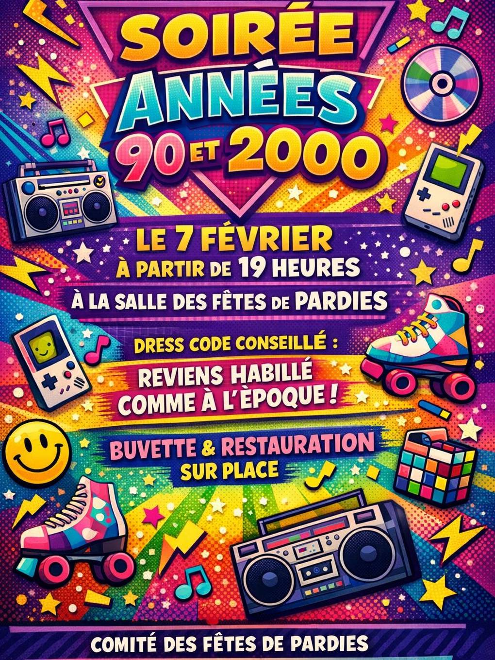 Soirée années 90 et 2000 Salle des fêtes Pardies 2026-02-07 Soirée années 90 et 2000