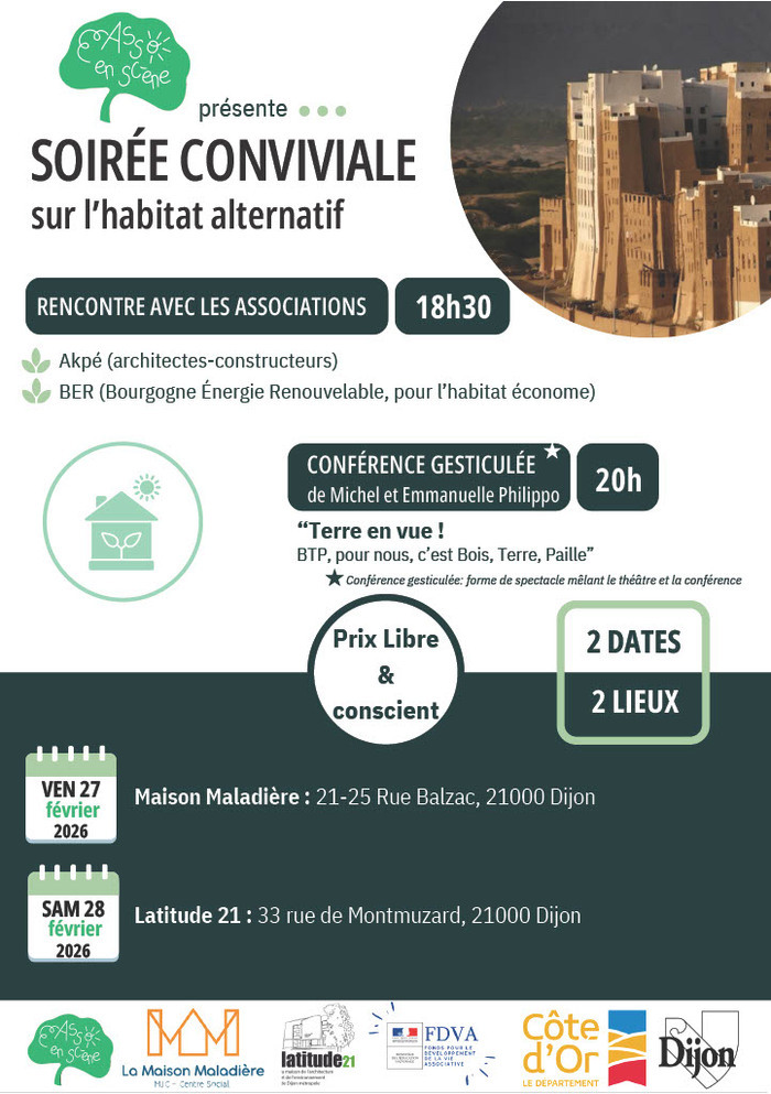 soirée conviviale sur l'habitat alternatif Maison Maladière Dijon