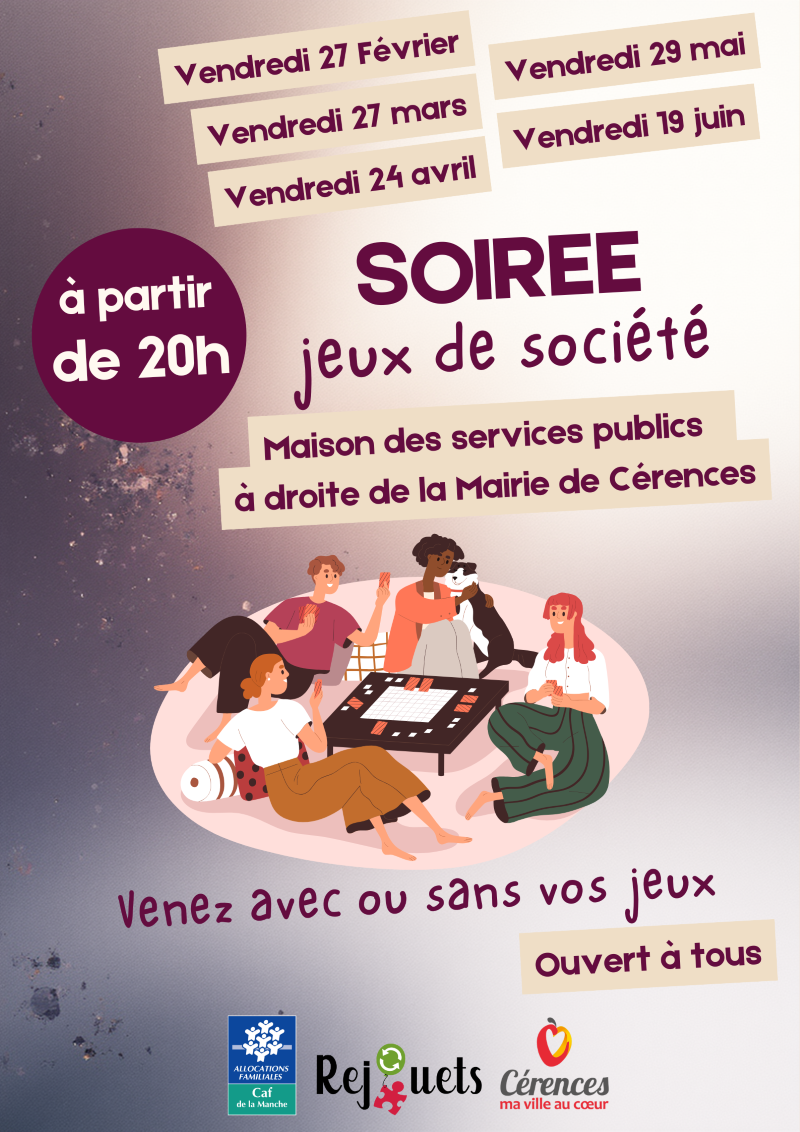 Soirée jeux de société 7 Place du Marché Cérences 2026-05-29 Soirée jeux de société