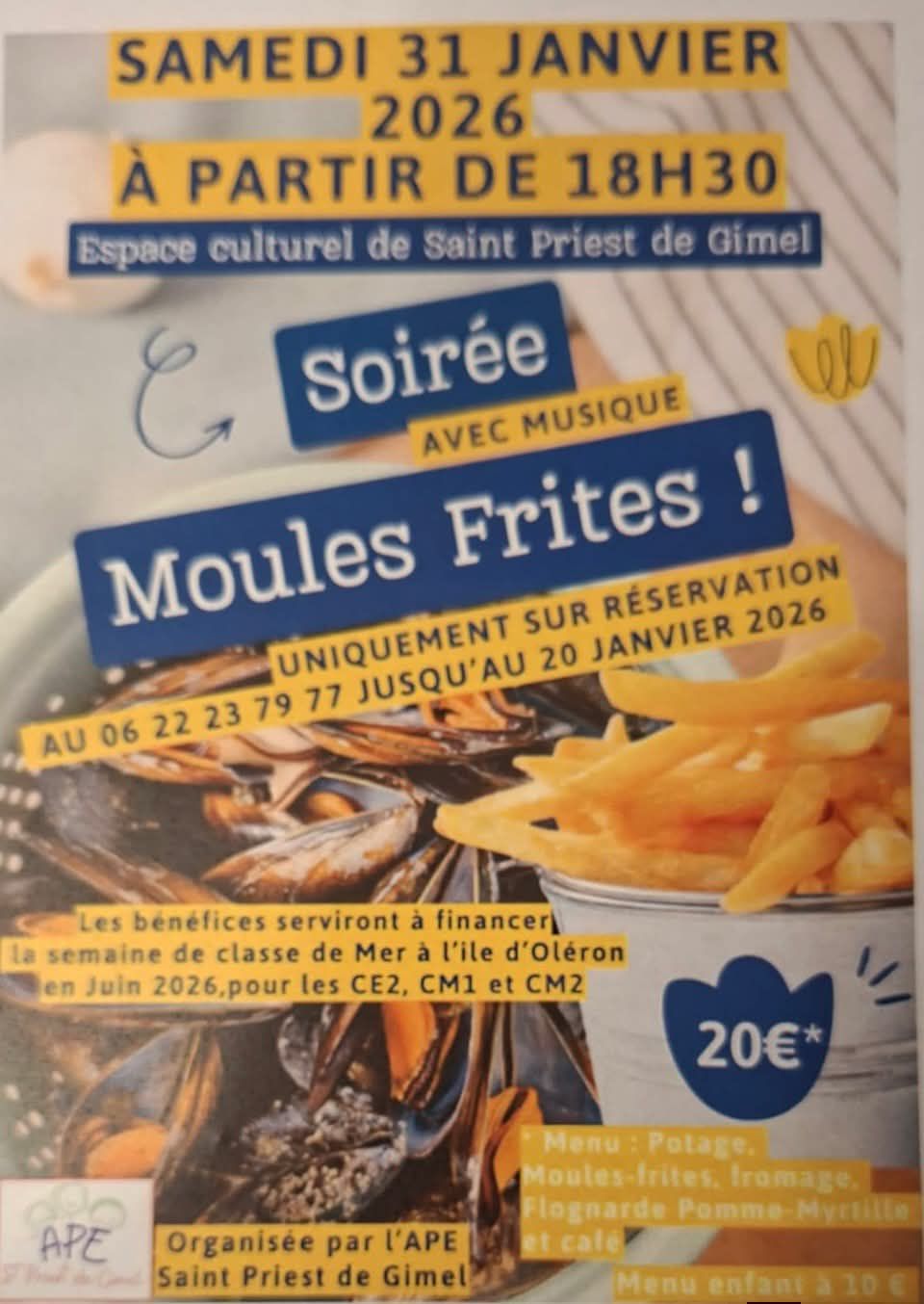 Soirée Moules Frites Saint-Priest-de-Gimel