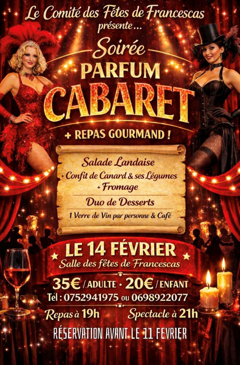 Soirée Parfum Cabaret et repas gourmand