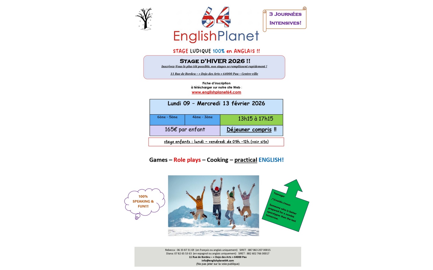 Stage anglais hiver 2026