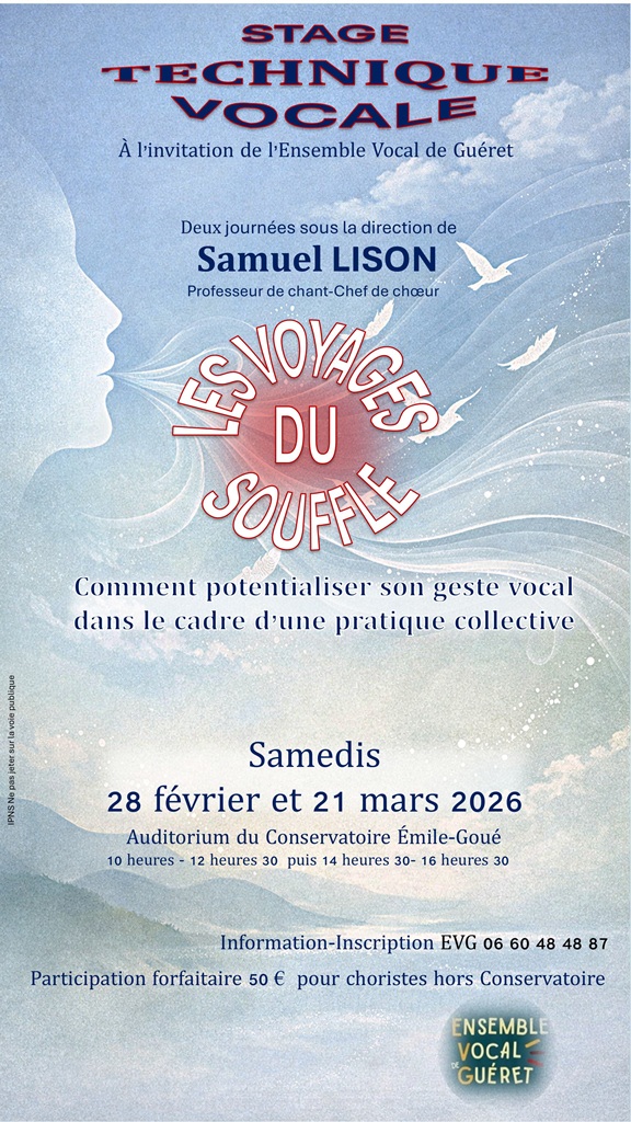 Stage technique vocale les voyages du souffle 1bis Avenue René Cassin Guéret 2026-02-28 Stage technique vocale les voyages du souffle