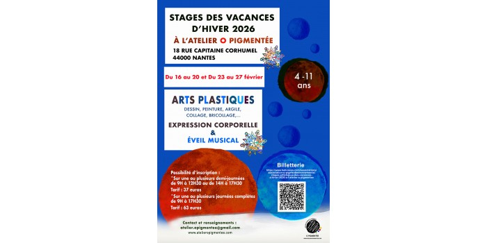 Stages artistiques des vacances d’hiver 2026 à l’atelier O Pigmentée Atelier d’Arts Plastiques O Pigmentée Stages artistiques des vacances d'hiver 2026 à l'atelier O Pigmentée Atelier d'Arts Plastiques O Pigmentée