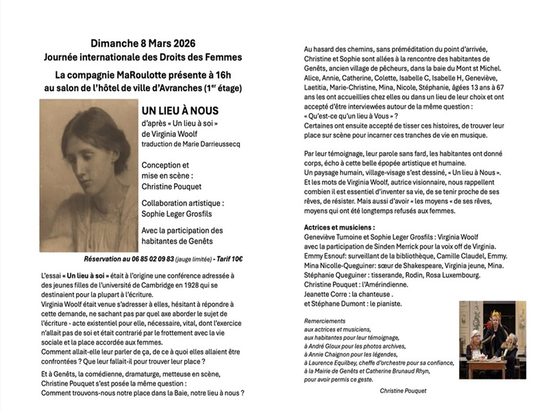 Théâtre Un lieu à nous Mairie salle des mariages Avranches 2026-03-08 Théâtre Un lieu à nous