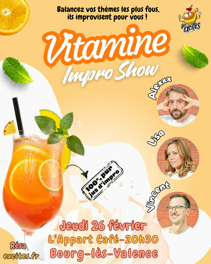 Vitamine Impro Show - Spectacle d'improvisation L'appart café Bourg-lès-Valence