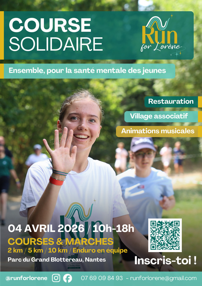 2ème édition - Course solidaire - Run For Lorène - 4 avril 2026 Parc du Grand Blottereau Nantes