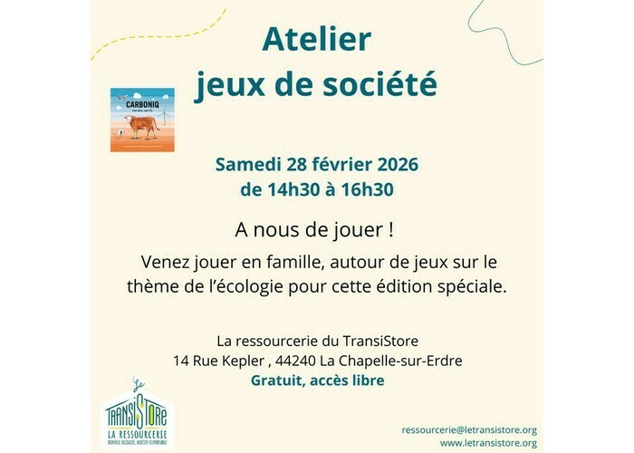 Animation jeux de société La Ressourcerie du TransiStore La Chapelle-sur-Erdre