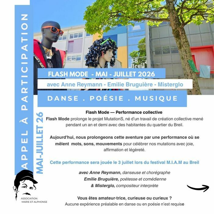 Appel à participation FLASH MODE - performance collective au Breil Pôle associatif du Breil Malville Nantes