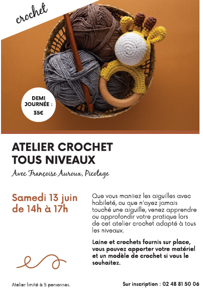 Atelier crochet tous niveaux Maison du Fil au Tartan Aubigny-sur-Nère 2026-06-13 Atelier crochet tous niveaux