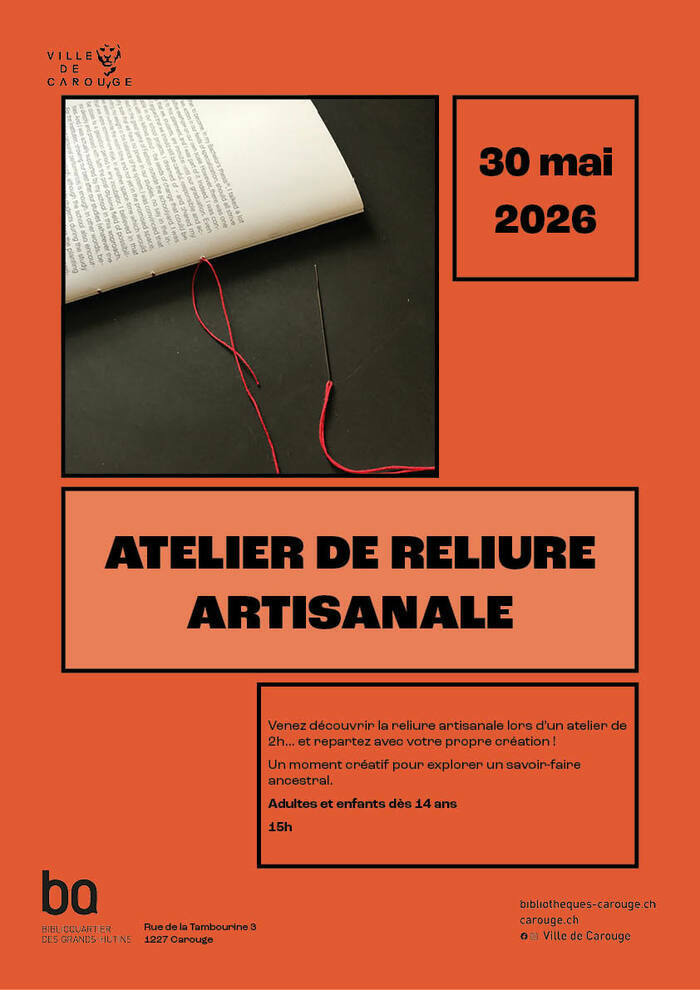 Atelier de reliure artisanale BiblioQuartier des Grands-Hutins Genève