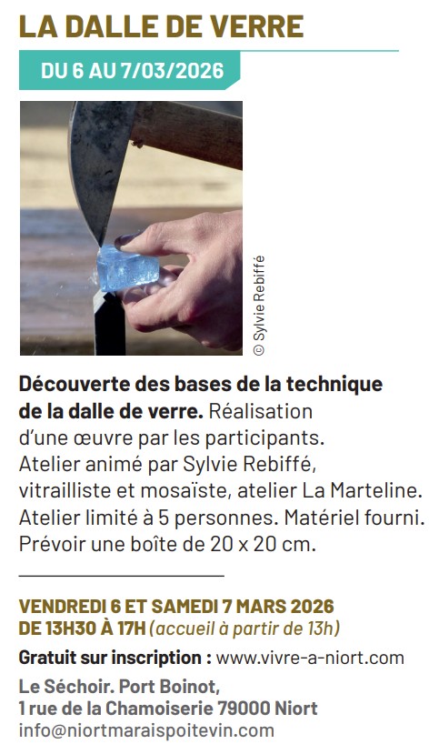 Atelier découverte La dalle de verre à Niort