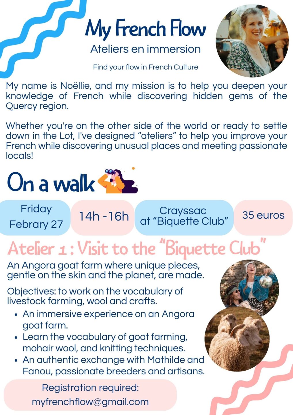 Atelier en balade my french flow au Biquette Club