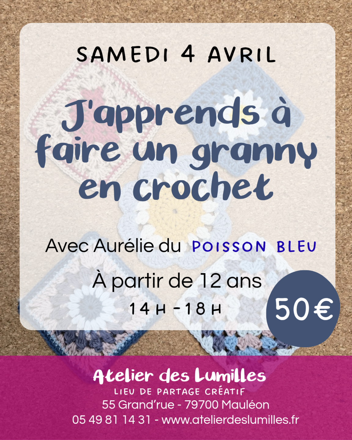 Atelier Faire un granny en crochet 55 Grand’Rue Mauléon 2026-04-04 Atelier Faire un granny en crochet