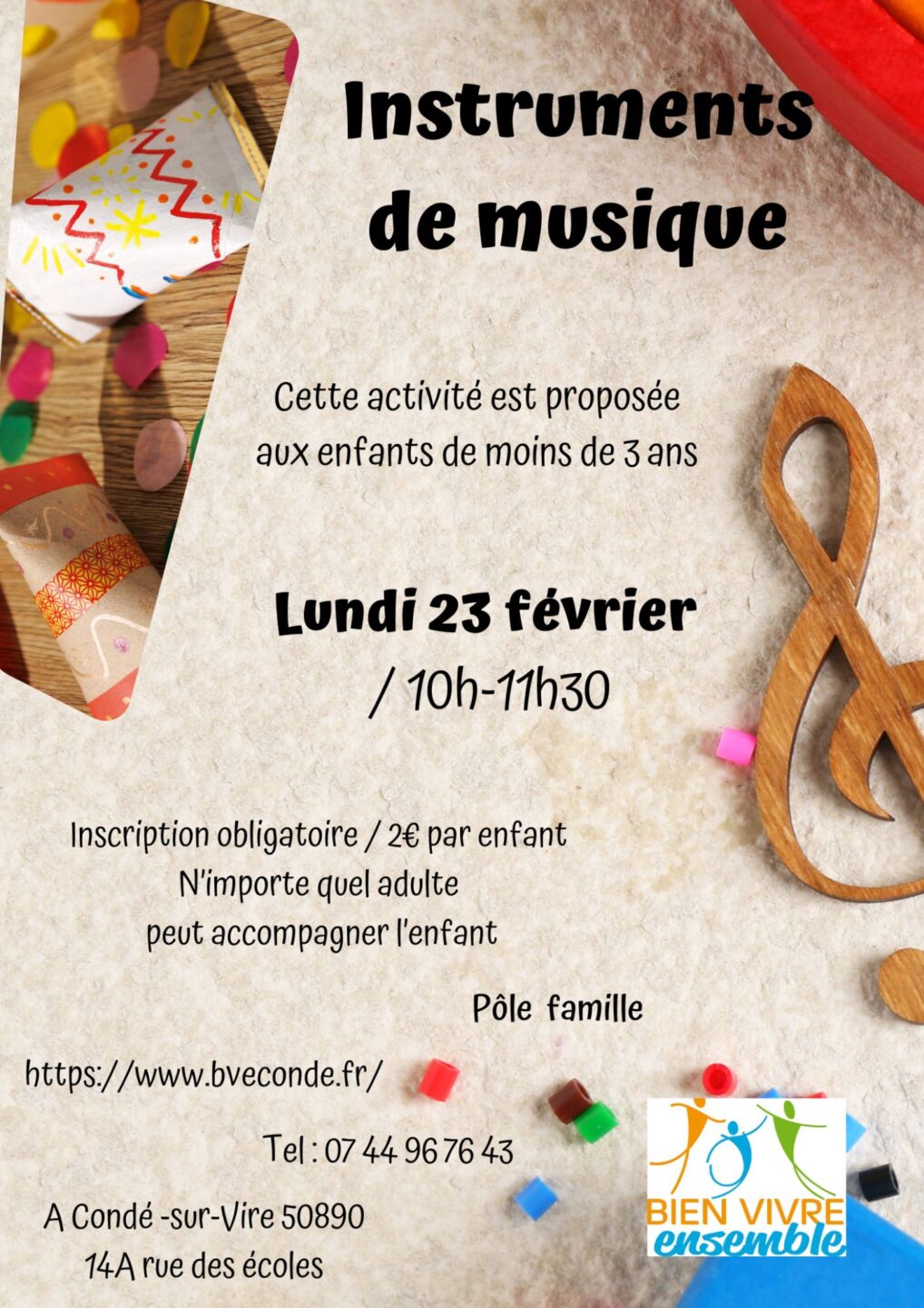Atelier instruments de musique > Vacances d'hiver
