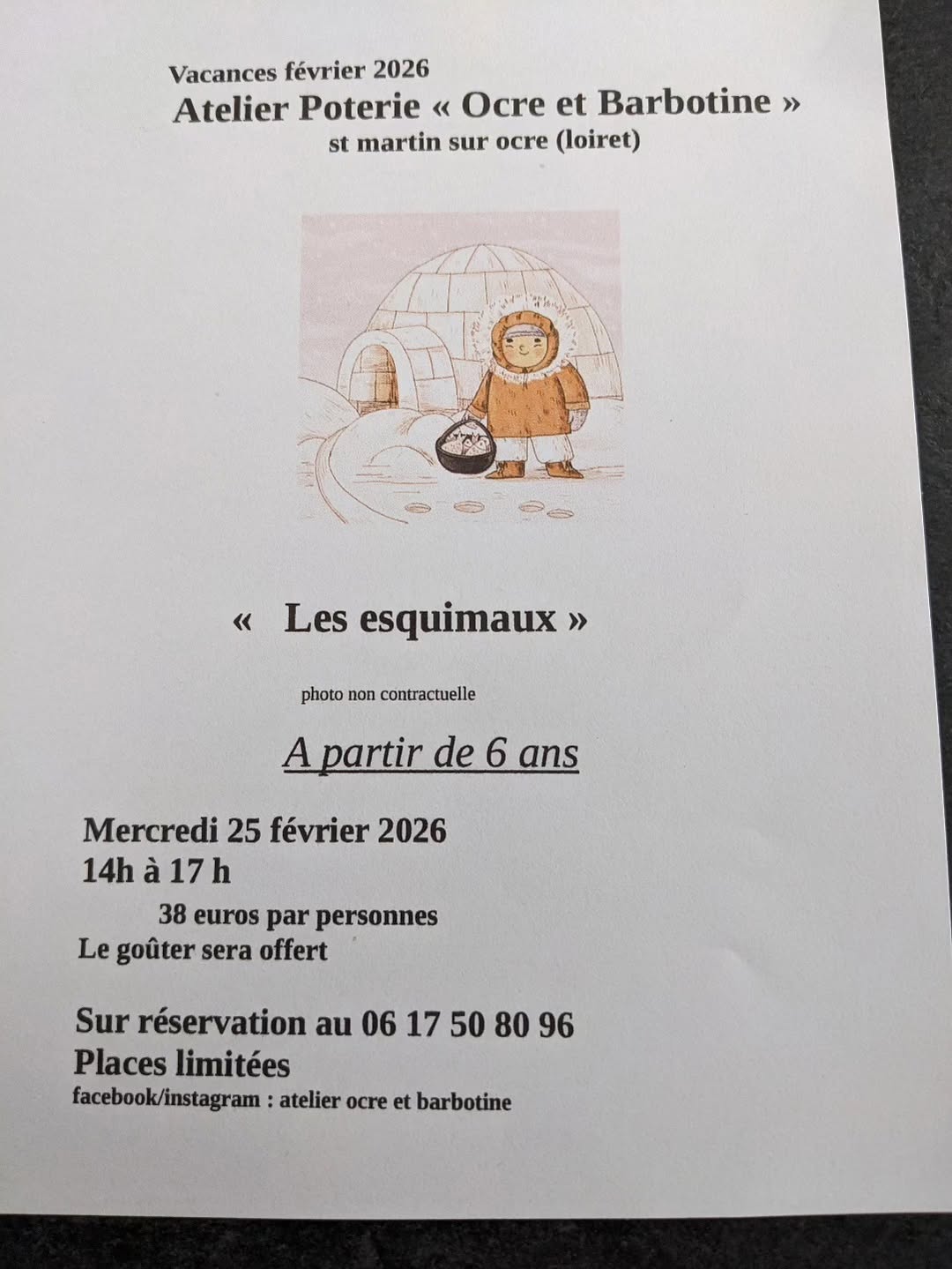 Atelier Ocre et Barbotine Les Esquimaux