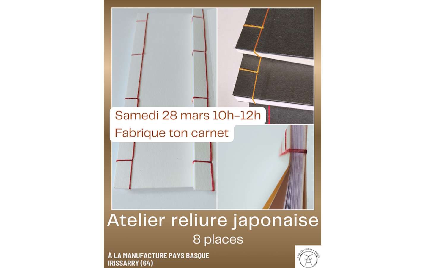 Ateliers Manufacture Pays Basque Atelier reliure japonaise 662 route de Saint-Jean-Pied-de-Port Irissarry 2026-03-28 Ateliers Manufacture Pays Basque Atelier reliure japonaise