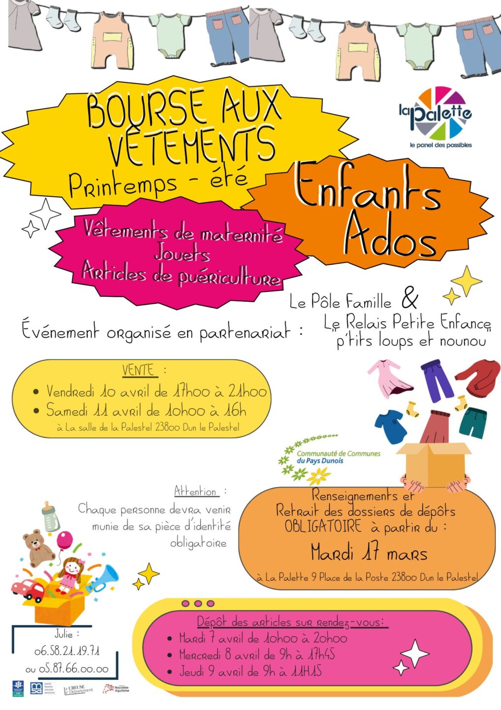 Bourse aux vêtements rue des 4 chemins Dun-le-Palestel 2026-04-10 Bourse aux vêtements