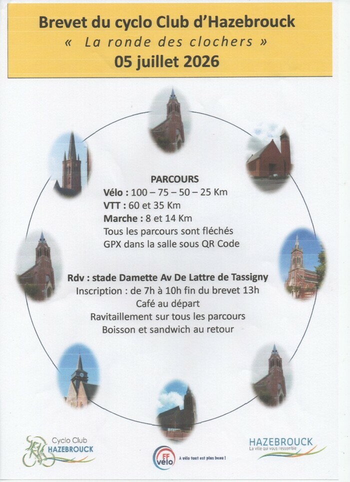 Brevet LA RONDE DES CLOCHERS Salle Omnisport Henri Desbuquois Hazebrouck