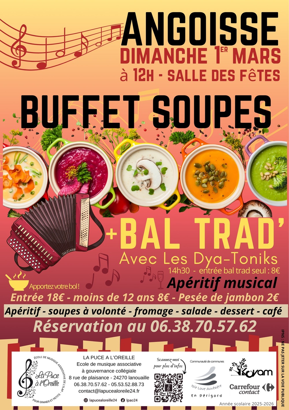 Buffet de soupes et bal trad Salle des fêtes Angoisse 2026-03-01 Buffet de soupes et bal trad