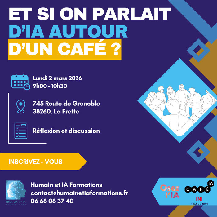Café IA – Échanger pour mieux comprendre les usages de l’intelligence artificielle. Hôtel d’entreprises La Frette Café IA – Échanger pour mieux comprendre les usages de l’intelligence artificielle. Hôtel d'entreprises La Frette