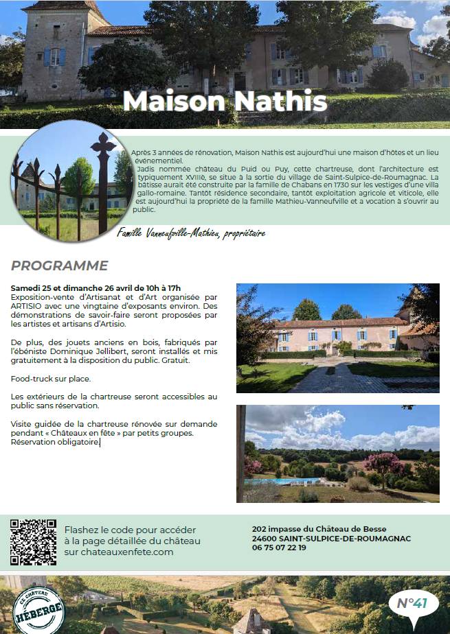 Châteaux en Fête Maison Nathis Maison Nathis Saint-Sulpice-de-Roumagnac 2026-04-25 Châteaux en Fête Maison Nathis