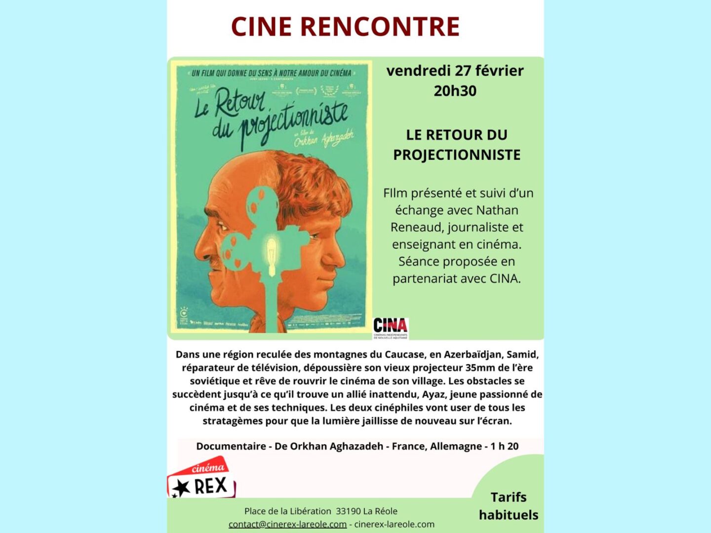 Cine rencontre Le retour du projectionniste