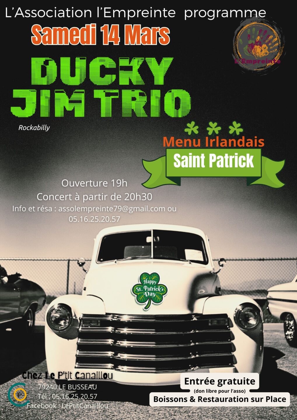 Concert DUCKY JIM TRIO St Patrick